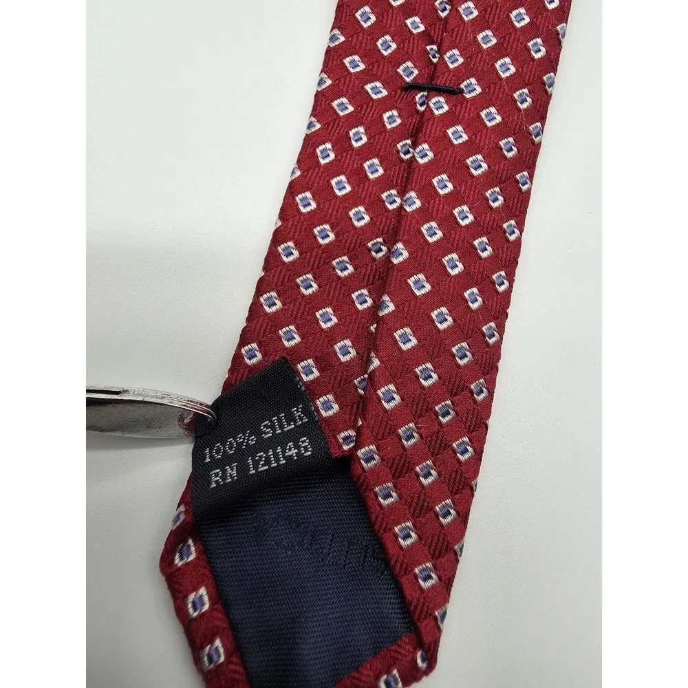 Nautica Men's Red White Blue 100% Silk Geometric Tie Necktie 57